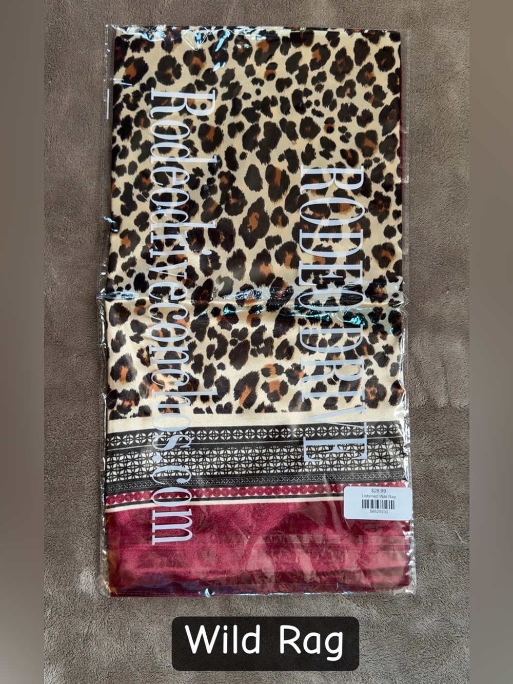Rodeo Drive Leopard Print Wild Rag in Brown and Burgundy